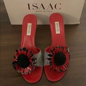 ISAAC RED AND BLACK SLIDES